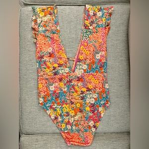 Beth Richards x Roopa Pemmaraju - One Piece - Pink Garden Print - Size Large